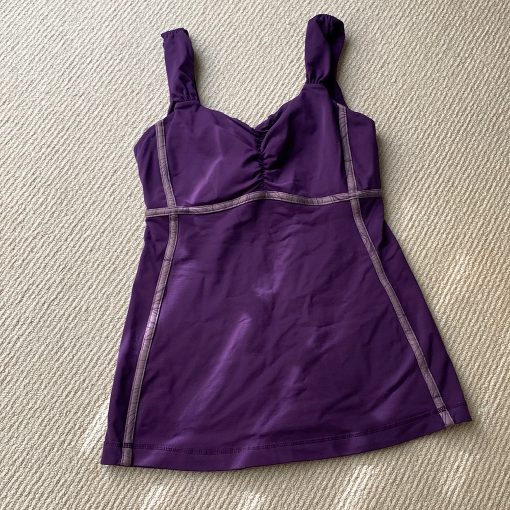 Lulu Lemon purple top with built in bra and mesh detail